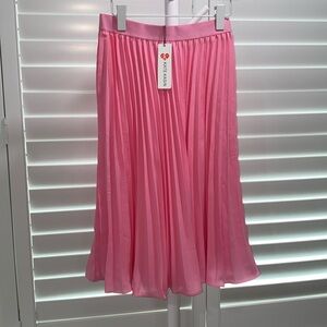 NWT KATE KASIN BARBIE PINK ACCORDION PLEATED ELASTIC WAIST SKIRT LARGE